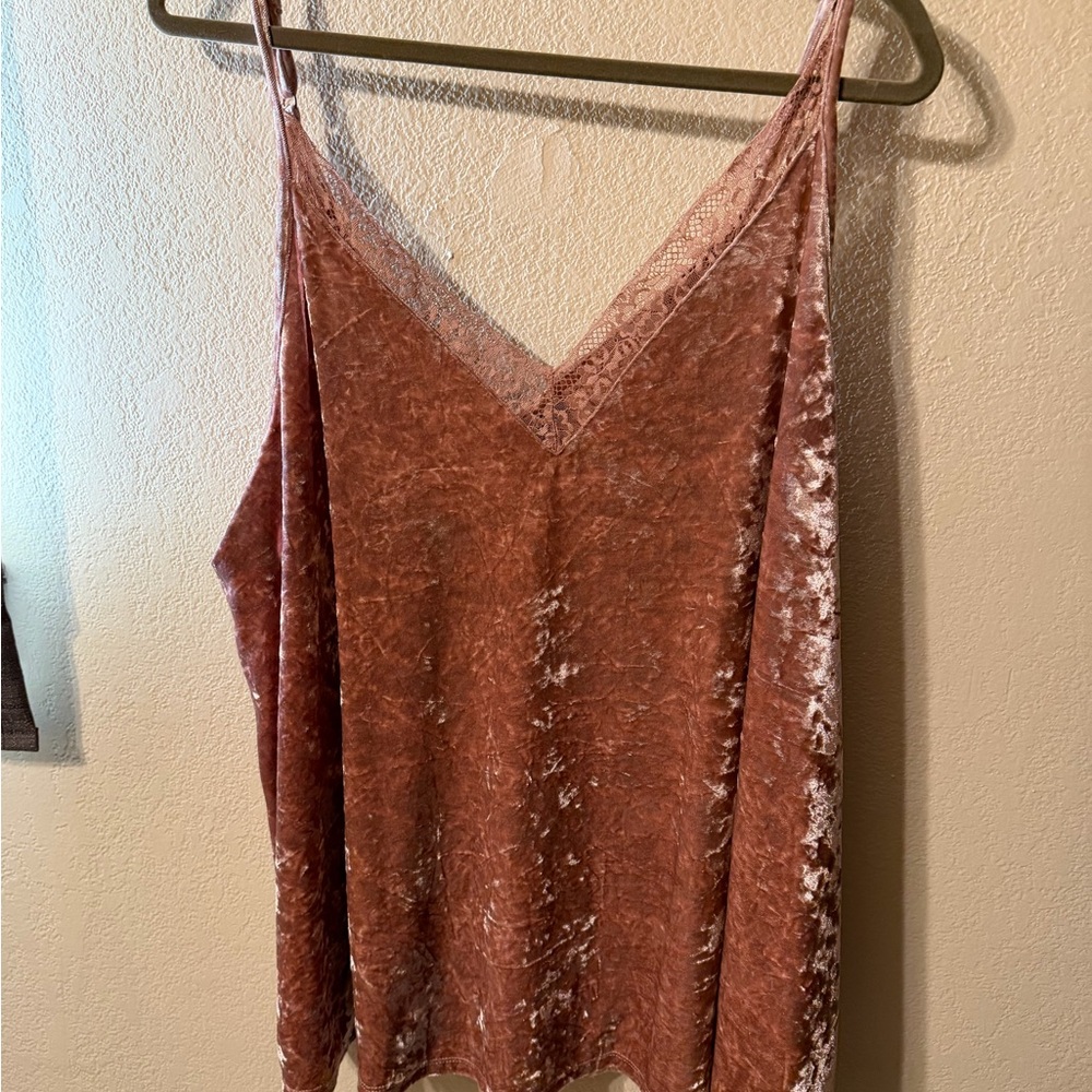 Torrid Velvet V-Neck Tank Top - Rose